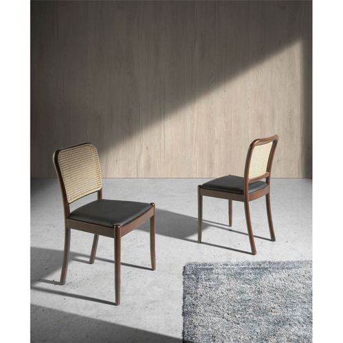 Chaise Simili-cuir Noir 48x50x84cm