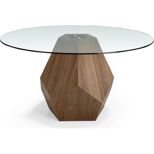 Table à Manger Verre Bois Foncé 150x150x74cm