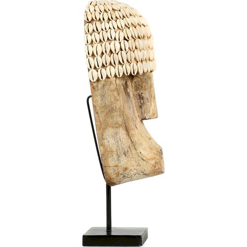 Masque Cauri Ethnique Sur Pied En Bois