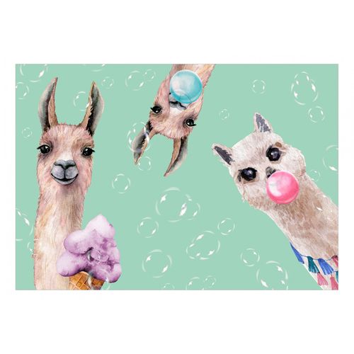 Papier Peint Adhésif Lamas Fous 392 X 280 Cm Vert