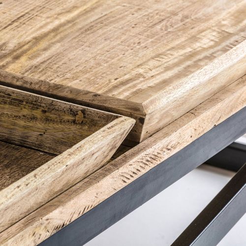 Table Basse Design Rustique Avec Plateau Effet Bois Vieilli