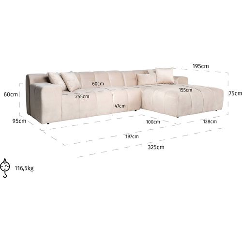 Canapé Cube 3 Places + Lounge Angle Gauche