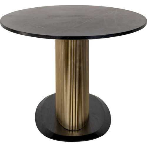 Table De Salle à Manger Design Oval Marbre Noir Et Bronze