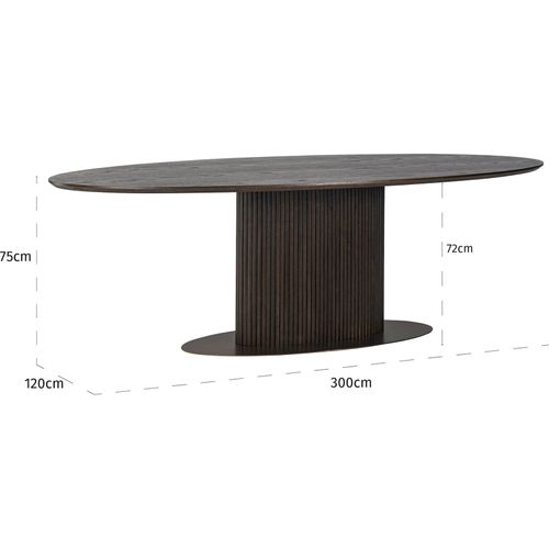 Table à Dîner Ovale En Bois Foncé Design Élégant