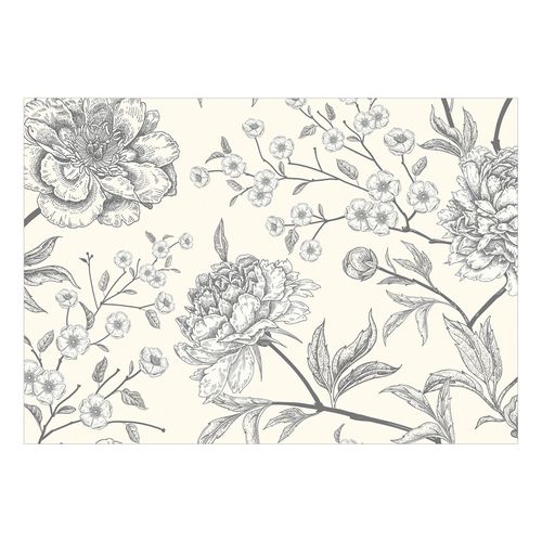 Papier Peint Élégant Pivoines Monochromes - Décor Floral 350 X 245 Cm Beige