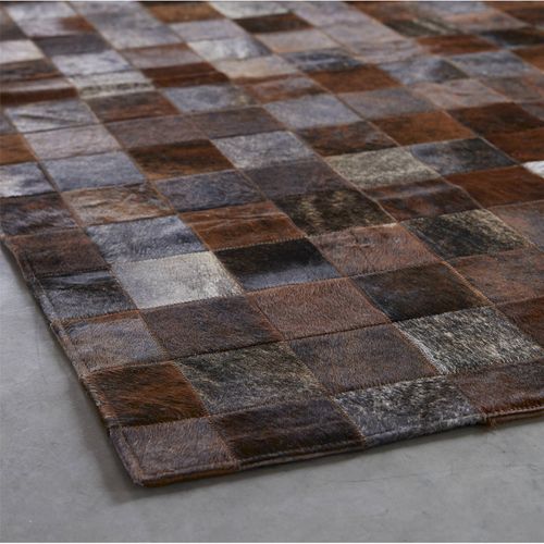 Tapis Patchwork En Cuir Aux Nuances De Brun Sophistiqué