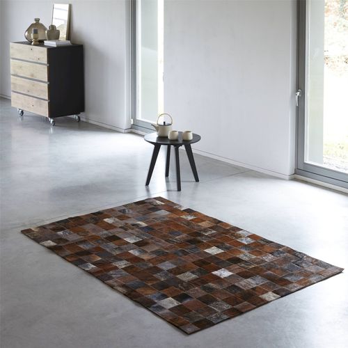 Tapis Patchwork En Cuir Aux Nuances De Brun Sophistiqué
