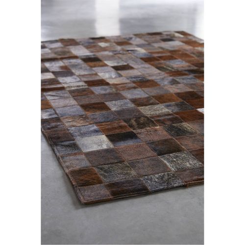 Tapis Patchwork En Cuir Aux Nuances De Brun Sophistiqué