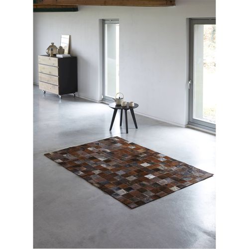 Tapis Patchwork En Cuir Aux Nuances De Brun Sophistiqué