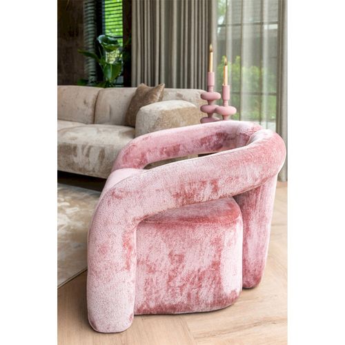 Fauteuil Chenille Rose Douillet Bergen