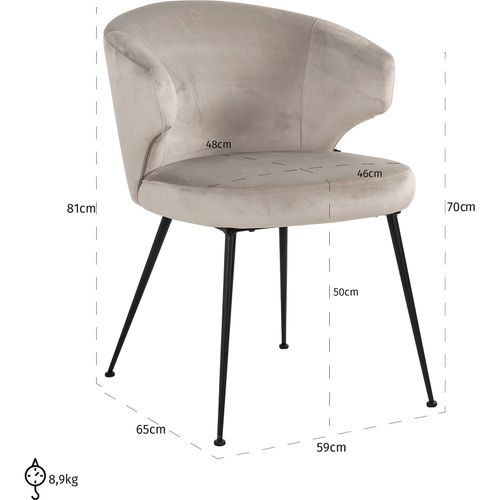 Chaise Xandra Confort Velours Kaki Richmond