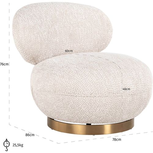 Fauteuil Pivotant Crème Jace Confort Luxe Richmond