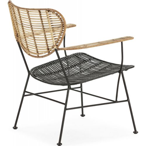 Fauteuil Élégance Osier Métal Noir