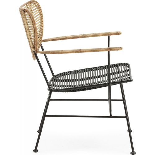 Fauteuil Élégance Osier Métal Noir