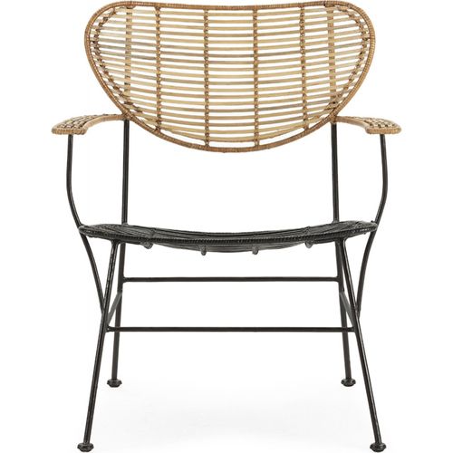 Fauteuil Élégance Osier Métal Noir