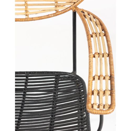 Fauteuil Élégance Osier Métal Noir