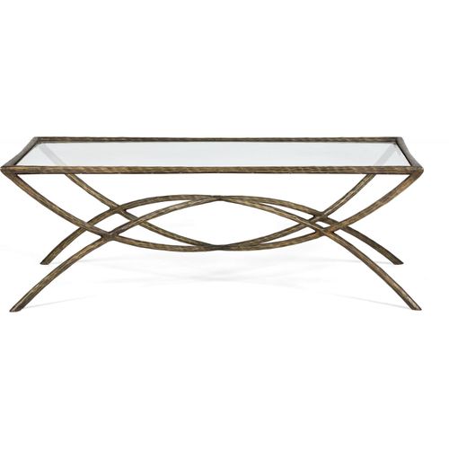 Table Basse Élégante En Verre Et Métal Doré Antique