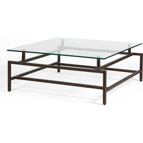 Table Basse Design Verre Et Métal Bronze