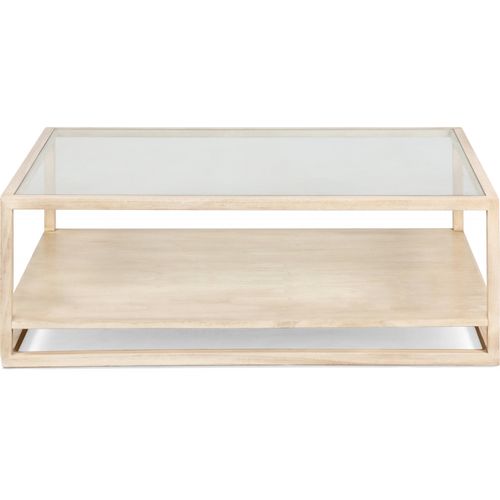 Table Basse Élégante Verre Et Cèdre Blanc Voilé