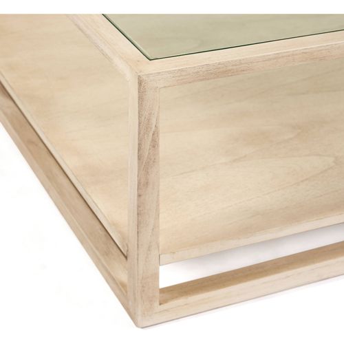 Table Basse Élégante Verre Et Cèdre Blanc Voilé