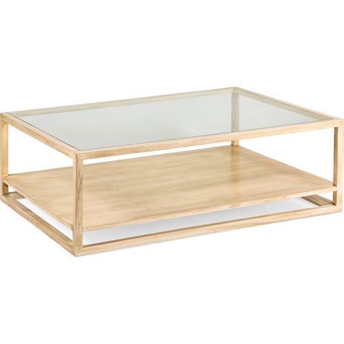 Table Basse Élégante Verre Et Cèdre Blanc Voilé