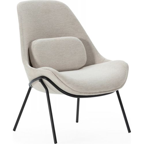 Fauteuil Confort Métal Tissu - Noir/beige