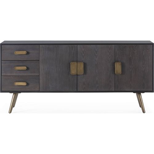 Buffet Élégant Chêne Et Métal Noir Doré