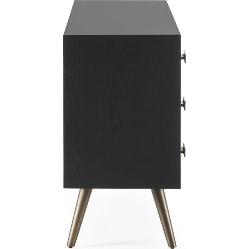 Buffet Élégant Chêne Et Métal Noir Doré