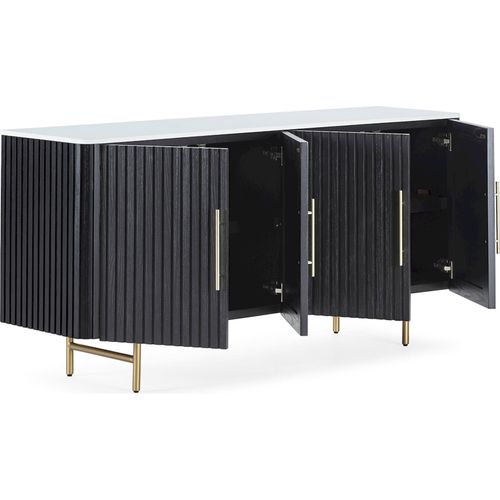 Buffet Élégant Finition Marbre Doré Et Noir