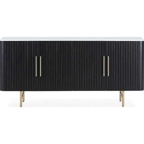 Buffet Élégant Finition Marbre Doré Et Noir