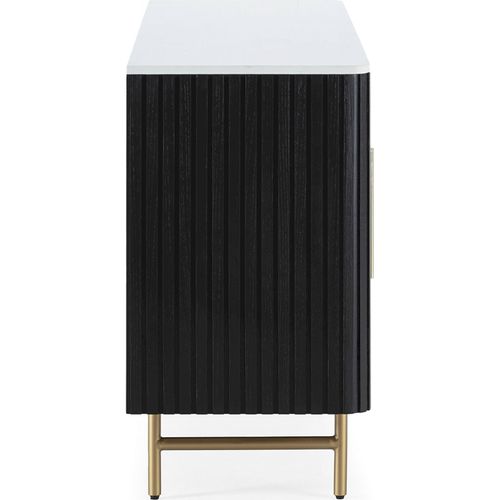 Buffet Élégant Finition Marbre Doré Et Noir