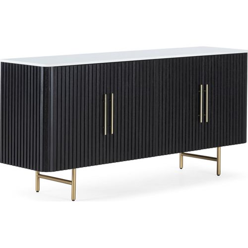 Buffet Élégant Finition Marbre Doré Et Noir
