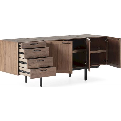 Buffet Design Élégant En Bois D'orme Et Métal