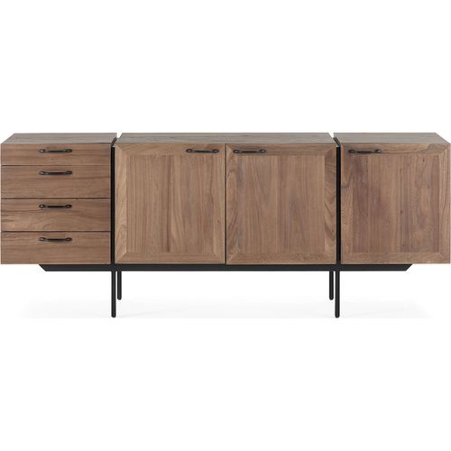 Buffet Design Élégant En Bois D'orme Et Métal