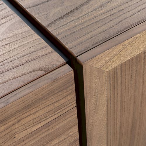 Buffet Design Élégant En Bois D'orme Et Métal