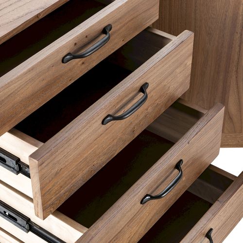 Buffet Design Élégant En Bois D'orme Et Métal