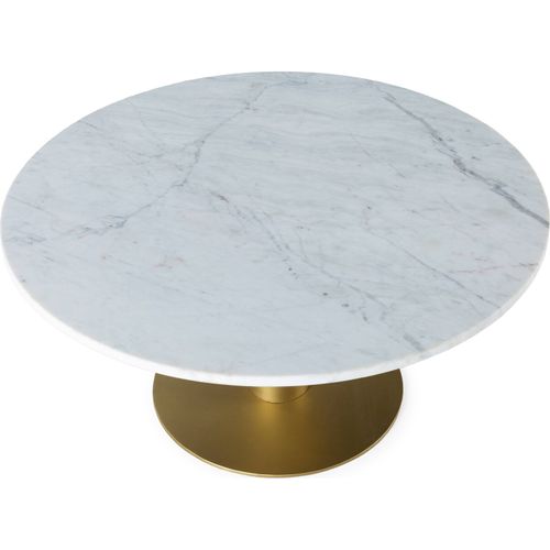 Table Basse Chic Doré/blanc Pour Salon Élégant