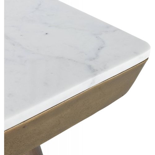 Table D'appoint Design Doré Et Marbre Blanc