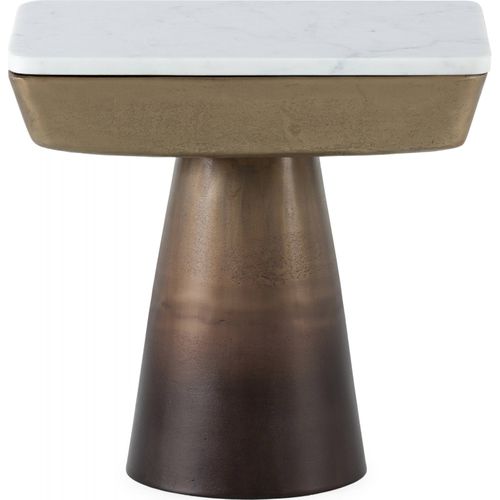 Table D'appoint Design Doré Et Marbre Blanc