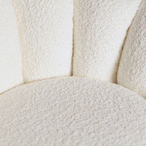 Fauteuil Bouclé Pivotant Blanc Doré Art Déco