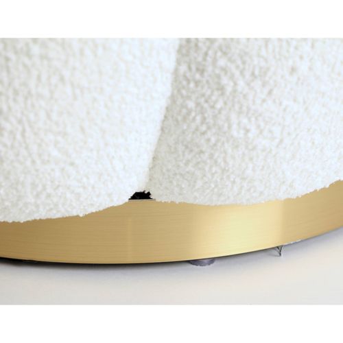 Fauteuil Bouclé Pivotant Blanc Doré Art Déco