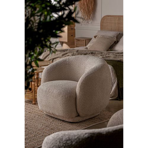 Fauteuil Privas Bouclé Crème Esprit Déco