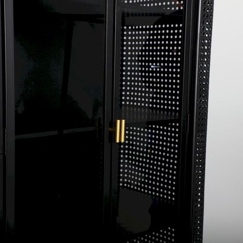 Vitrine Design Industriel Noir Et Or Last Deco