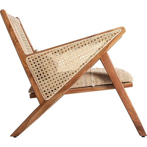 Fauteuil Hickory Boho En Bois Naturel Et Tissu