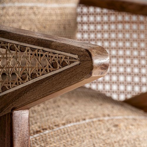 Fauteuil Hickory Boho En Bois Naturel Et Tissu