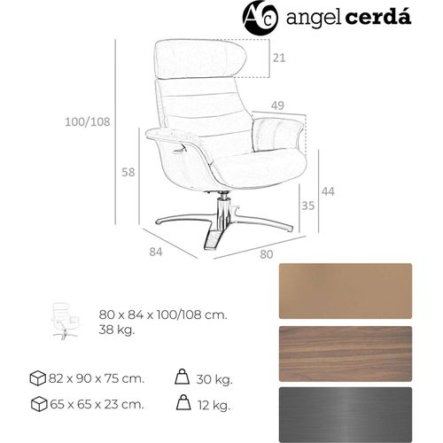 Fauteuil Pivotant En Cuir Sable Angel Cerda Confort Et Design