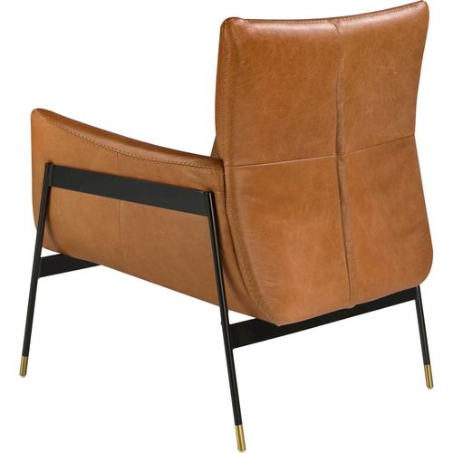 Fauteuil En Cuir Marron Et Pieds Dorés Angel Cerda