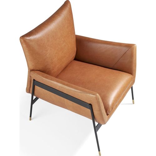 Fauteuil En Cuir Marron Et Pieds Dorés Angel Cerda