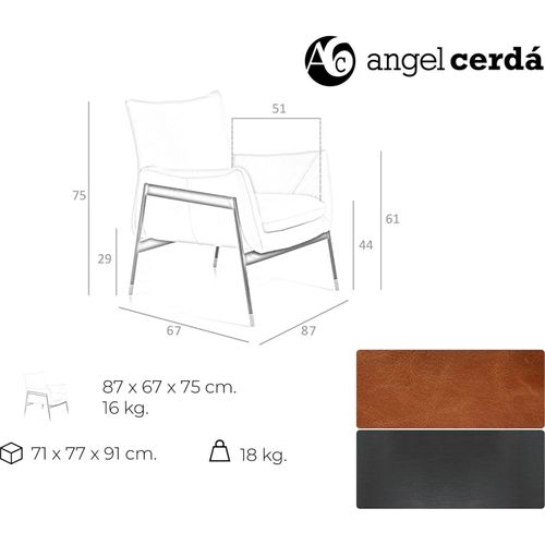 Fauteuil En Cuir Marron Et Pieds Dorés Angel Cerda