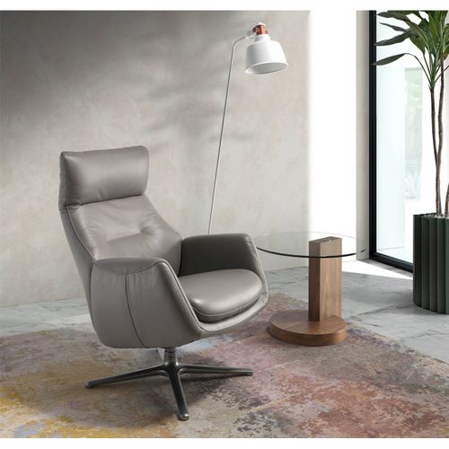 Fauteuil Pivotant Cuir Anthracite Angel Cerda